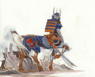 armor blue_body blue_eyes bodypaint debris face_paint facial_markings frown hair head_markings headgear helmet holding_object holding_weapon hooves horse_tail looking_at_viewer machine male markings melee_weapon one_leg_up outside pose raised_leg red_markings samurai simple_background solo standing sword warrior weapon white_background white_hair unita-n european_mythology greek_mythology hasbro mythology takara_tomy transformers transformers:_beast_wars psychokhan centaur cybertronian destructon equid equid_taur humanoid humanoid_taur living_machine mammal mammal_taur robot taur 2015 traditional_media_(artwork)