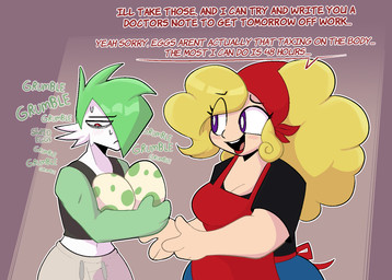 disappointed duo egg female male pokemon_egg corruptedcryptid nintendo pokemon art_(corruptedcryptid) z_(corruptedcryptid) gardevoir generation_3_pokemon human humanoid mammal pokemon_(species) hi_res tagme trans_(lore) trans_man_(lore)