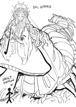 antlers aureola female flower fungus hair halo horn long_hair macro mushroom plant scales smile solo starfleetrambo siren_and_scientist soil_goddess_(starfleetrambo) arthropod arthropod_taur deity taur digital_media_(artwork) hi_res monochrome sketch