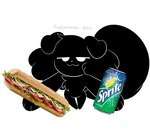 ambiguous_gender anthro beverage beverage_can female food holding_food holding_object looking_at_viewer sandwich_(food) soda solo puppysnackz sprite_(soda) puppysnackz_(character) canid canine mammal hi_res meme