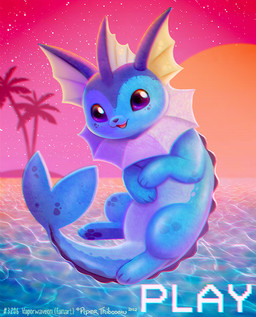 ambiguous_gender belly blue_body blue_skin feral looking_at_viewer open_mouth outside palm_tree plant purple_eyes scanlines sea silhouette sky solo star starry_sky sun sunset text tree vaporwave vhs_filter water white_belly white_body white_skin piper_thibodeau nintendo pokemon eeveelution generation_1_pokemon pokemon_(species) vaporeon 2022 chromatic_aberration digital_media_(artwork) digital_painting_(artwork) english_text full-length_portrait painting_(artwork) portrait signature