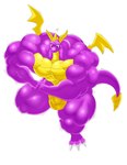 anthro balls big_balls big_muscles big_pecs big_penis claws flexing genitals horn huge_balls huge_muscles huge_pecs huge_penis huge_thighs hyper hyper_muscles long_tail male multicolored_body multicolored_scales muscular muscular_anthro muscular_arms muscular_legs muscular_male muscular_thighs pecs penis pink_body pink_eyes pink_scales scales solo tail thick_thighs white_claws wings yellow_body yellow_penis yellow_scales dnapalmhead activision mythology spyro_the_dragon spyro dragon mythological_creature mythological_scalie scalie absurd_res hi_res