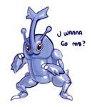 :3 ambiguous_gender anthro blue_body challenge come_at_me_bro fighting_pose looking_at_viewer pose simple_background solo text white_background modeseven nintendo pokemon arthropod beetle generation_2_pokemon heracross insect pokemon_(species) digital_drawing_(artwork) digital_media_(artwork) english_text low_res