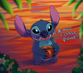 4_fingers 4_toes ambiguous_gender anthro biped black_eyes blue_body blue_claws blue_finger_claws blue_fur blue_nose blue_toe_claws chest_tuft claws container cracks cup dialogue feet finger_claws fingers fur head_tuft holding_container holding_cup holding_mug holding_object looking_at_viewer mug notched_ear open_mouth semi-anthro solo standing text toe_claws toes tuft scarzira25 disney lilo_and_stitch stitch_(lilo_and_stitch) alien experiment_(lilo_and_stitch) 2025 digital_drawing_(artwork) digital_media_(artwork) english_description english_text hi_res watermark