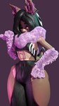 anthro black_hair breasts clothed clothing ear_piercing ear_ring female hair hand_on_hip piercing pink_eyes ring_piercing small_breasts solo thick_thighs wide_hips seuchenkater lotus_(seuchenkater) mammal puffel 3d_(artwork) 9:16 digital_media_(artwork) hi_res