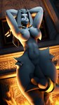 anthro antlers areola barely_visible_genitalia barely_visible_pussy bedroom_eyes big_areola big_breasts blue_eyes breasts curvy_anthro curvy_female curvy_figure detailed_background female fireplace fluffy fluffy_tail fur genitals grey_body grey_fur grey_hair hair hands_behind_head horn huge_hips huge_thighs long_tail looking_at_viewer narrowed_eyes navel nipples nude nude_anthro nude_female pussy seductive solo tail thick_thighs voluptuous voluptuous_anthro voluptuous_female wide_hipped_anthro wide_hipped_female wide_hips honorboundnoob warfaremachine_(modeler) pseudoregalia sybil_(pseudoregalia) warfare_sybil bovid caprine goat hybrid jackalope lagomorph mammal 2024 3d_(artwork) 9:16 digital_media_(artwork) hi_res source_filmmaker_(artwork)