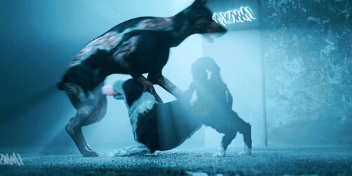 duo fellatio female feral male male/female oral penile sex trioami260 zombie_dog capcom resident_evil canid canine mammal animated