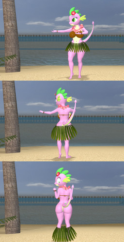 3_panel_comic accessory anthro barefoot beach big_breasts bottomless bottomwear bottomwear_down bracelet breasts butt clothed clothing cloud coconut_bra crossgender dancing embarrassed exposed_butt feet female flower flower_in_hair grass_skirt hair hair_accessory hula jewelry lei mtf_crossgender navel non-mammal_breasts outside plant purple_body sand sea short_stack skirt_down sky solo tree wardrobe_malfunction water papadragon69 friendship_is_magic hasbro my_little_pony mythology spike_(mlp) dragon mythological_creature mythological_scalie scalie 2025 3d_(artwork) absurd_res comic digital_media_(artwork) hi_res source_filmmaker_(artwork) unavailable_at_source