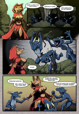 ambush anthro armor big_breasts biped bottomwear bra bracers breasts butt claws cloak clothed clothing corset corset_bra detailed_background dialogue fantasy fantasy_clothing female female_anthro footwear forest fur grabbed group hair horn legwear lingerie loincloth male male/female male_anthro open_mouth outside plant road rope shrub simple_background skimpy smile speech_bubble tail teeth text thick_thighs topwear tree unconvincing_armor underwear wide_hips thorns_roost mythology canid canine fox kobold mammal mythological_creature scalie absurd_res colored comic digital_drawing_(artwork) digital_media_(artwork) english_text hi_res shaded