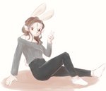 5_fingers anthro breasts brown_eyes brown_hair female fingers hair smile solo alasou alissa_(alasou) lagomorph leporid mammal rabbit 2021 digital_media_(artwork)