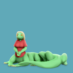 10_legs 3_toes 4_fingers big_hands blonde_hair blue_background breasts claws clothing feet female fingers green_body hair hands_together multi_leg multi_limb orange_eyes pose red_clothing red_shirt red_t-shirt red_topwear shirt simple_background sitting smile snout solo sprawling_gait t-shirt tail tapering_tail thick_tail toes topwear yellow_claws the-great-pipmax liz_(growing_troubles) lizard lizard_taur long_taur reptile reptile_taur scalie scalie_taur taur 1:1 2020 3d_(artwork) digital_media_(artwork) hi_res shaded soft_shading