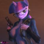 9mm anthro areola big_breasts breasts clothed clothing eyewear female glasses gun hair handgun holding_gun holding_handgun holding_object holding_pistol holding_ranged_weapon holding_weapon horn light looking_at_viewer nipples pistol ranged_weapon simple_background solo trigger_discipline twilight vault_suit weapon skynaya fallout friendship_is_magic hasbro microsoft my_little_pony mythology twilight_sparkle_(mlp) equid equine horse mammal mythological_creature mythological_equine pony unicorn 1:1 3d_(artwork) digital_media_(artwork) hi_res lighting source_filmmaker_(artwork)