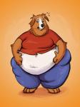 ambiguous_gender anthro belly big_belly clothed clothing obese obese_ambiguous obese_anthro overweight overweight_ambiguous overweight_anthro solo standing featherhead canid canine canis domestic_dog mammal 3:4 hi_res