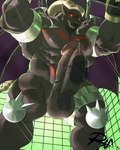 abs against_surface anthro balls biceps bodily_fluids brown_body brown_fur chain circumcised erection fur genital_fluids genitals glans horn humanoid_genitalia humanoid_penis male muscular muscular_anthro muscular_male nipples on_glass pecs penis precum solo wings reclamon bandai_namco digimon belphemon belphemon_(rage_mode) bovid caprine demon digimon_(species) goat mammal 4:5 hi_res