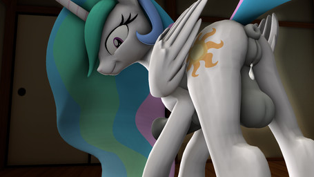 animal_genitalia animal_penis anus balls big_balls big_penis blue_hair butt closed_smile crossgender cutie_mark equine_genitalia equine_penis erection feathered_wings feathers feral folded_wings fth_crossgender fti_crossgender fur genitals glistening glistening_eyes green_hair grey_anus grey_balls grey_penis grey_vulva hair herm horn intersex light long_hair long_penis looking_at_viewer looking_back mature_feral mature_herm mature_intersex monotone_anus monotone_balls monotone_body monotone_butt monotone_feathers monotone_fur monotone_genitals monotone_horn monotone_penis monotone_wings mouth_closed multicolored_hair nude penis pink_hair pupils purple_eyes purple_hair shadow smile snout solo standing unicorn_horn vulva white_body white_butt white_feathers white_fur white_horn white_wings wings rarted_skidiot friendship_is_magic hasbro my_little_pony mythology princess_celestia_(mlp) equid equine mammal mythological_creature mythological_equine winged_unicorn 16:9 3d_(artwork) digital_media_(artwork) hi_res source_filmmaker_(artwork) widescreen