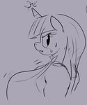 anthro big_breasts bodily_fluids bra breast_growth breasts clothing female grey_background growth horn looking_back magic simple_background solo sweat underwear notsafeforsanity friendship_is_magic hasbro my_little_pony mythology twilight_sparkle_(mlp) equid equine mammal mythological_creature mythological_equine unicorn monochrome sketch