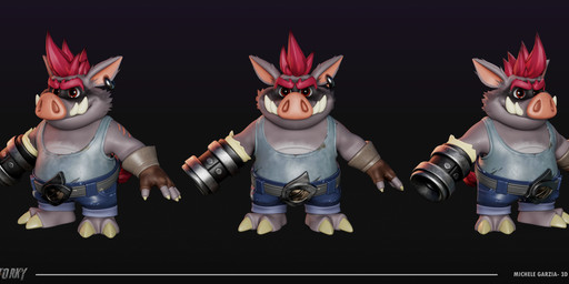 2_toes 4_fingers a_pose anthro arm_cannon arm_scar belt belt_buckle black_background blue_bottomwear blue_clothing blue_pants bottomwear brown_clothing brown_gloves brown_handwear buckle cheek_tuft claws closed_smile clothed clothed_anthro clothed_male clothing ear_piercing ear_ring eyebrows facial_tuft feet finger_claws fingerless_gloves fingers front_view fully_clothed fully_clothed_anthro fully_clothed_male gloves grey_belt grey_clothing grey_hair grey_shirt grey_tank_top grey_topwear hair handwear looking_at_viewer male male_anthro mouth_closed pants piercing pockets red_eyebrows red_eyes red_hair ring_piercing scar shirt short_hair simple_background smile smiling_at_viewer solo spiky_hair tan_inner_ear tan_scar tank_top text thick_eyebrows toes topwear tuft tusks yellow_claws michele_garzia storky_(michele_garzia) mammal suid suine sus_(pig) wild_boar 2024 3d_(artwork) absurd_res artist_name blender_(artwork) character_name colored digital_media_(artwork) english_description english_text hi_res marmoset_toolbag_(artwork) shaded substance_painter_(artwork)