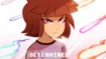 ambiguous_gender brown_hair clothed clothing determined hair not_furry pink_eyes rainbow_colors solo text maplespyder undertale undertale_(series) frisk_(undertale) human mammal animated english_text short_playtime