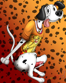 black_body black_fur black_spots bottomless clothed clothing feral fur genitals knot male markings penis shirtncollar solo spots spotted_body spotted_fur tongue tongue_out vein veiny_penis white_body white_fur conditional_dnp lobofeo 101_dalmatians disney the_lion_king pongo simba_(the_lion_king) canid canine canis dalmatian domestic_dog mammal absurd_res hi_res