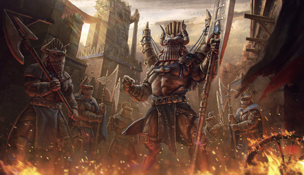 anthro armor axe cape city clothed clothing digitigrade fantasy fire greataxe group halberd male melee_weapon mesopotamia muscular muscular_male polearm topless warrior weapon bokerny european_mythology greek_mythology mesopotamian_mythology mythology bovid bovine mammal minotaur 2020 absurd_res hi_res