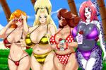 anthro beverage big_breasts bikini breasts cleavage clothed clothing female glistening glistening_body glistening_clothing glistening_skin group micro_bikini navel polka_dot_bikini purple_bikini purple_clothing purple_swimwear red_bikini red_clothing red_swimwear swimwear two-piece_swimsuit speeds amanda_(masterbio) ms._moona bovid bovine canid canine canis dalmatian domestic_dog human humanoid mammal hi_res