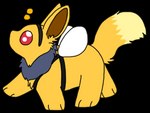 2013 accessory alpha_channel ambiguous_gender bee_costume brown_inner_ear chibi clothing costume digital_drawing_(artwork) digital_media_(artwork) eevee fake_antennae fake_wings fan_character feral flat_colors full-length_portrait fur generation_1_pokemon harness headband low_res mouthless nintendo noseless paws pokemon pokemon_(species) portrait raised_tail red_eyes sebdoggo simple_background snout solo tail transparent_background walking yellow_body yellow_fur