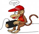 clothing electronics game_console hat headgear headwear male speech_bubble text vilepluff donkey_kong_(series) nintendo wii_u diddy_kong haplorhine mammal monkey primate english_text