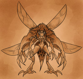 4_arms anthro claws insect_wings looking_at_viewer looking_forward male multi_arm multi_limb solo stinger wings loafofbirb inktober weretober arthropod hymenopteran insect wasp werecreature hi_res