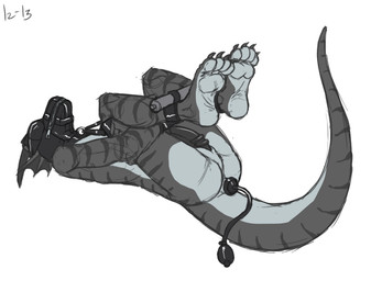 4_toes ankle_cuffs anthro barefoot bdsm blindfold bondage bound buttplug claws countershade_feet countershading cuff_(restraint) erection feet gag genitals gimp_mask leather leather_cuffs lying male mask muzzle_(object) muzzled nude on_back penis plantigrade plug_(sex_toy) restrained restraints sex_toy simple_background soles solo submissive submissive_male tail toes zipper zipper_mouth 0ct0m0n0 mythology dragon mythological_creature mythological_scalie reptile scalie