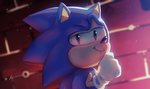 anthro black_eyes blue_body blue_fur clothing eyebrows fur gloves handwear holding_chin looking_at_viewer male raised_eyebrow smile smug solo spacecolonie classic_sonic_(universe) sega sonic_the_hedgehog_(series) classic_sonic sonic_the_hedgehog eulipotyphlan hedgehog mammal 2020 digital_media_(artwork) hi_res meme signature