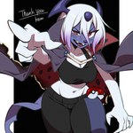 challenge cloak clothing front_view gesture hand_gesture pointing pokeball smile smirk foxxheart_(artist) nintendo pokemon delsere_(foxxheart) fan_character absol generation_3_pokemon generation_6_pokemon mega_absol mega_evolution pokemon_(species) 1:1 absurd_res hi_res