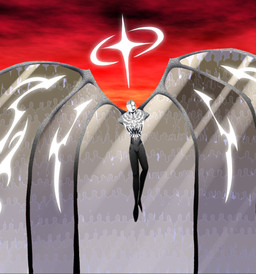 ambiguous_gender armless back_wings black_clouds crowd glowing glowing_markings group markings membrane_(anatomy) membranous_wings red_sky sky solo white_glow white_markings wings gooseworx humanoid winged_humanoid 2024