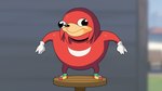 anthro black_eyes black_nose blurred_background clothing footwear gloves handwear mostly_nude multicolored_clothing multicolored_footwear red_arms red_body red_legs solo white_body white_clothing white_gloves white_handwear drunk_oak sega sonic_the_hedgehog_(series) ugandan_knuckles knuckles_the_echidna echidna mammal monotreme 16:9 2023 hi_res meme widescreen