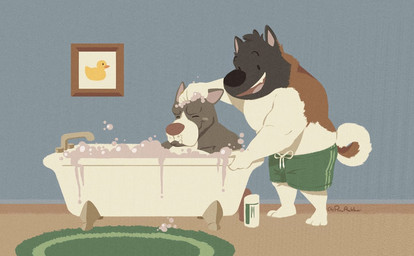 anthro duo male male/male ro_ackbar ruff_bull voff_akita akita american_akita canid canine canis domestic_dog mammal pit_bull spitz