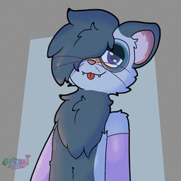 anthro arm_warmers armwear band-aid bandage blep clothing eyewear fangs fluffy fluffy_chest fluffy_hair fur glasses hair multicolored_body multicolored_fur teeth tongue tongue_out two_tone_body two_tone_fur wearing_glasses whiskers conditional_dnp fylumi domestic_ferret mammal mustelid musteline true_musteline weasel 1:1 hi_res