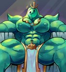 bottomwear clothed clothing crown headgear jewelry loincloth loincloth_only male moobs muscular muscular_male navel necklace nipples pecs sitting sitting_on_throne smug solo teal_body teal_nipples topless its_coldpizza epic_games fortnite poseidon_(fortnite) rippley_(fortnite) goo_creature goo_humanoid humanoid absurd_res hi_res