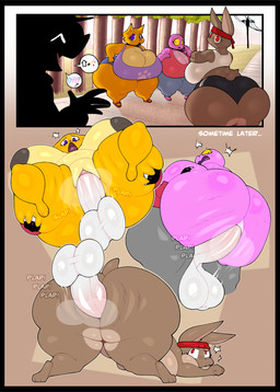 accessory anal anal_penetration anthro areola arrow_sign ass_up balls big_balls big_breasts big_butt big_penis black_areola black_bottomwear black_clothing black_ears black_eyes black_fingerless_gloves black_gloves black_handwear black_hotpants black_minishorts black_nose black_shorts blue_bottomwear blue_clothing blue_hotpants blue_shorts blush blush_lines bottomwear breasts brown_body brown_ears brown_fur brown_tail butt butt_grab clothing crop_top crossed_arms female female_penetrated female_symbol fingerless_gloves footprint fur gangbang gender_symbol genitals glistening glistening_balls glistening_genitalia gloves grey_body grey_bottomwear grey_clothing grey_fur grey_leggings grey_legwear group group_sex half-closed_eyes hand_on_breast hand_on_butt hand_on_own_breast handwear happy headband hotpants huge_breasts huge_butt huge_penis leggings legwear long_ears looking_at_another looking_pleasured low-angle_view male male/female male_penetrating male_penetrating_female male_symbol minishorts multicolored_body multicolored_bottomwear multicolored_clothing multicolored_ears multicolored_fur narrowed_eyes onomatopoeia outside overweight pawprint penetration penile penile_penetration penis penis_in_vagina pink_body pink_scales plant purple_clothing purple_crop_top purple_eyes purple_shirt purple_topwear question_mark rear_view red_clothing red_crop_top red_eyes red_headband red_shirt red_topwear reverse_gangbang scales scut_tail sex shirt short_tail shorts smile sound_effects speech_bubble stand_and_carry_position standing standing_sex symbol tail text thick_thighs tongue topwear tree two_tone_body two_tone_bottomwear two_tone_clothing two_tone_ears two_tone_fur two_tone_hotpants vaginal vaginal_penetration vulva white_body white_bottomwear white_clothing white_crop_top white_fur white_hotpants white_shorts white_topwear yellow_body yellow_ears yellow_fur yellow_sclera kaizocns brittle_(plaga) kaizo_(character) parfait_(plaga) pudding_(plaga) tubbs_(plaga) canid canine canis felid fox gravelin hare lagomorph leporid mammal pantherine scalie tiger 2024 absurd_res digital_media_(artwork) hi_res