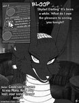 2016 anthro canid canine canis chat chat_box chat_room chat_window comic computer_screen english_text female giraffe giraffid hair hi_res hybrid if_hell_had_a_taste jackal jewelry mammal mona_l'arc monochrome mouse_cursor neck_ring open_mouth solo sound_effects text two_panel_image url viroveteruscy web_browser