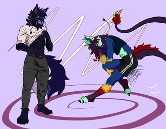anthro duo male ly54ndr05 mythology hellie_(dmitri_whisker) kruger_(dmitri_whisker) bat canid canine dragon mammal mythological_creature mythological_scalie scalie absurd_res colored digital_drawing_(artwork) digital_media_(artwork) hi_res shaded