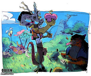 4_fingers antlers blue_sky border brown_body brown_fur bulging_eyes claws clothing coin detailed_background eyewear feathered_tail feathered_wings feathers female feral finger_claws fingers fur grey_body grey_fur group hat headgear headwear hooves horn long_tail male multicolored_body multicolored_fur one_eye_closed orange_eyes outside sky sun_hat sunglasses tail text tongue tongue_out trio two_tone_body two_tone_fur white_border wings yellow_sclera espectro111222 friendship_is_magic hasbro my_little_pony discord_(mlp) fluttershy_(mlp) ape chimera draconequus equid equine haplorhine mammal orangutan primate 2025 3d_(artwork) artist_name digital_drawing_(artwork) digital_media_(artwork) source_filmmaker_(artwork) watermark