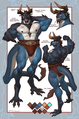 4_fingers abs anthro back_muscles belly belt biceps big_muscles blue_body blue_eyes body_hair bottomwear butt calf_muscles chest_hair claws clothed clothing deltoids feet finger_claws fingers flexing flexing_bicep forked_tongue hair horn huge_muscles male muscular muscular_anthro muscular_male nipples open_mouth open_smile pecs pose red_bottomwear red_clothing scar simple_background smile solo tail tail_tuft talons teeth text thick_thighs toes tongue tongue_out topless tuft white_belly white_body x_scar taran_fiddler mythology garrett_the_dragon_(taran_fiddler) dragon mythological_creature mythological_scalie scalie wingless_dragon 2026 2:3 digital_drawing_(artwork) digital_media_(artwork) english_text hi_res signature