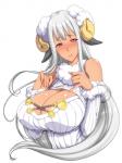 armwear big_breasts blush breasts cleavage clothed clothing dark_body dark_skin detached_sleeves female horn huge_breasts long_ears looking_at_viewer pose red_eyes smile solo suntan tan_line tight_clothing ebido sega valkyria_chronicles selvaria_bles animal_humanoid bovid bovid_humanoid caprine caprine_humanoid humanoid mammal mammal_humanoid sheep_humanoid 3:4 hi_res