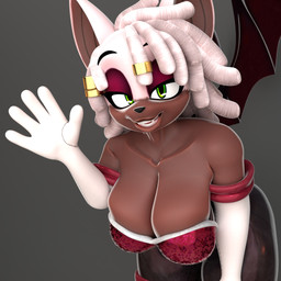 anthro big_breasts blender_cycles_(artwork breasts dark_body dark_skin dreadlocks female looking_at_viewer solo skippyarts twilightv0ids_(modeler) sega sonic_the_hedgehog_(series) rouge_the_bat rouge_the_bat_(kailewds) blender_(artwork) digital_media_(artwork) hi_res