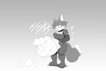 anthro breasts duo female hair simple_background standing surprise transformation nken nintendo star_fox krystal_(star_fox) slippy_toad amphibian canid frog mammal toad_(frog) 2017 monochrome