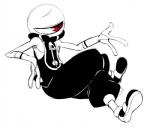 1_eye 3_fingers black_clothing bottomwear clothed clothing fingers footwear half-closed_eyes male narrowed_eyes not_furry pants red_eyes shoes simple_background sneakers solo white_background zipper sssonic2 cy_(sssonic2) alien cyclops eye_creature humanoid 2017 digital_media_(artwork) guide_lines sketch