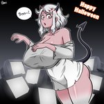 big_breasts breasts clothed clothing female hair huge_breasts not_furry spade_tail tail white_hair normi helltaker modeus_(helltaker) demon demon_humanoid humanoid 1:1 absurd_res hi_res