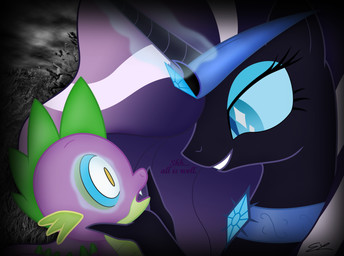 armor blue_eyes corruption duo eye_contact female green_eyes horn hypnosis looking_at_another male mind_control iflysna94 friendship_is_magic hasbro idw_publishing my_little_pony my_little_pony_(idw) mythology nightmare_rarity_(idw) spike_(mlp) dragon equid equine mammal mythological_creature mythological_equine mythological_scalie scalie unicorn hi_res