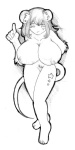 1:2 anthro big_breasts breasts female gesture hand_gesture huge_breasts hyper mammal monochrome nipples nude pubes raised_finger raised_index_finger ren_myler rodent solo tail tattoo