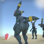 anthro big_butt butt group male moorsheadfalling nintendo pokemon eeveelution generation_2_pokemon pokemon_(species) umbreon 1:1 3d_(artwork) digital_media_(artwork)