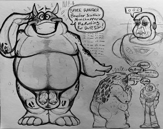 2_penises anthro awkward awkward_expression awkward_moment awkward_pose awkward_silence awkward_smile bodily_fluids butt clenched_teeth dialogue duo embarrassed embarrassing_nudity feet fingers genitals gesture male multi_genitalia multi_penis nude overweight overweight_male panicking penis salute speech_bubble sweat teeth text toes wrinkles spacedustbeast buzz_lightyear_of_star_command disney pixar toy_story booster_sinclair_munchapper buzz_lightyear alien human mammal absurd_res english_text hi_res monochrome reaction_image sketch sketch_page